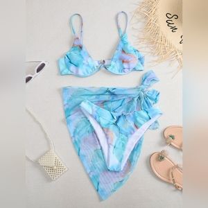 Three piece marble bathing suit